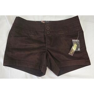 NWT Monkey Women's Dark Brown High Rise Cuffed‎ Stretch Shorts Size 7